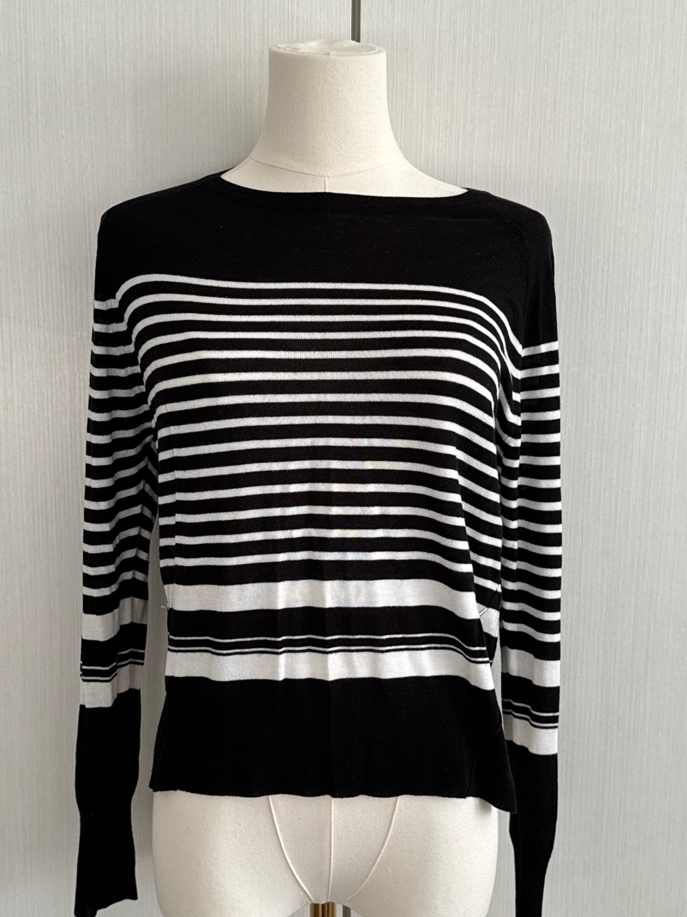 Zara Black and White Striped Lightweight Sweater